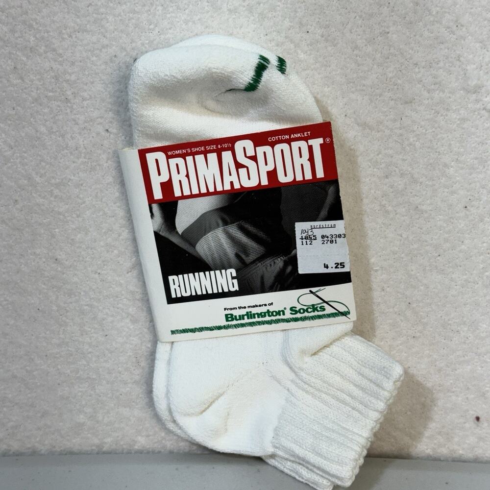 PRIMASPORT Pima Cotton Anklet Running Socks By Burlington Green Thread VTG